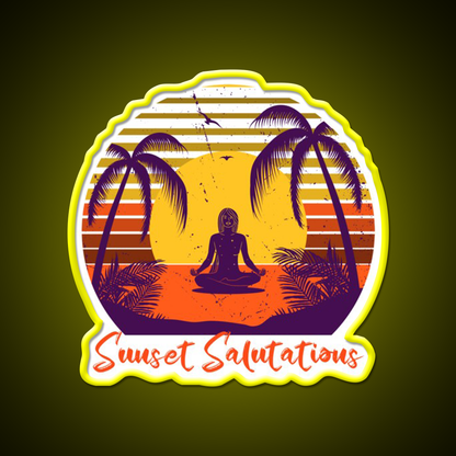 Sunset Salutations Yoga Led Neon Sign For Wellness Space Rgb Color