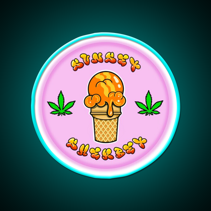 Sunset Sherbet Hemp Inspired Green Leaf Led Neon Sign Rgb Color - Size and dimension reference