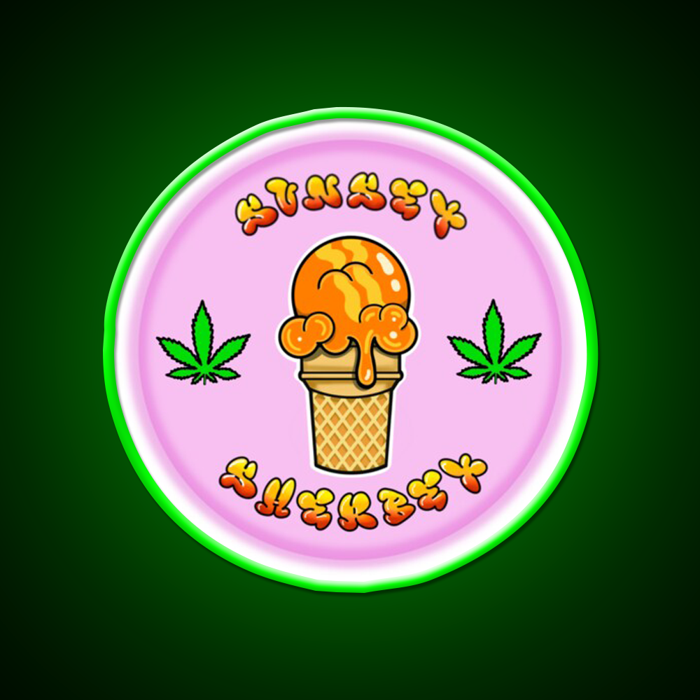 Sunset Sherbet Hemp Inspired Green Leaf Led Neon Sign Rgb Color - LED neon sign view 8