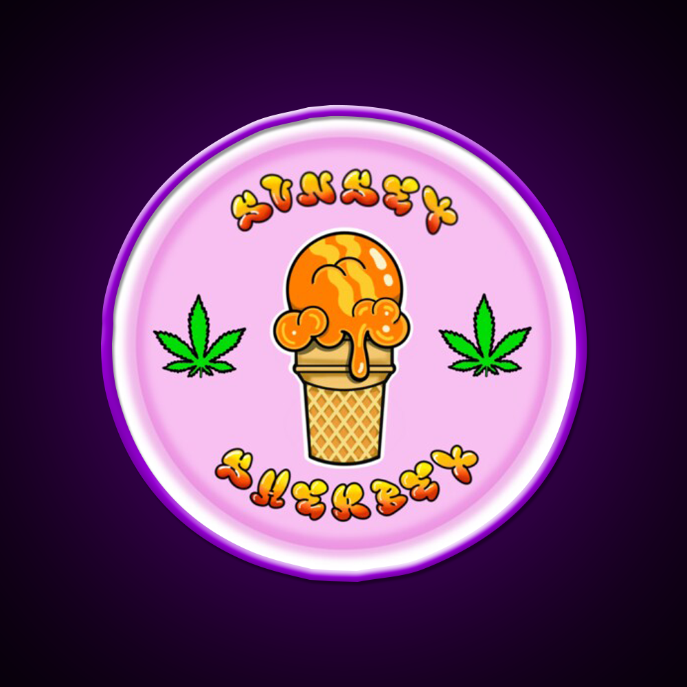 Sunset Sherbet Hemp Inspired Green Leaf Led Neon Sign Rgb Color - LED neon sign view 9