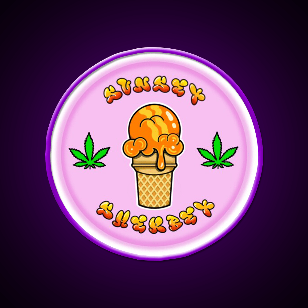 Sunset Sherbet Hemp Inspired Green Leaf Led Neon Sign Rgb Color - Shineneon