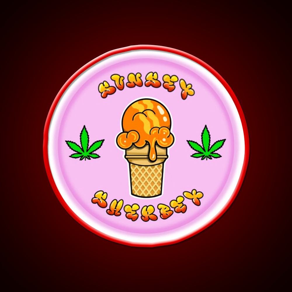 Sunset Sherbet Hemp Inspired Green Leaf Led Neon Sign Rgb Color - Shineneon