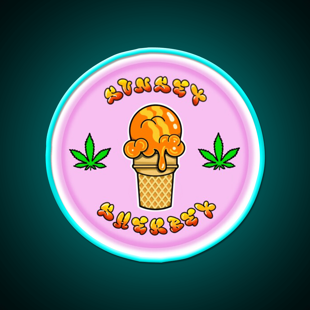 Sunset Sherbet Hemp Inspired Green Leaf Led Neon Sign Rgb Color - Shineneon