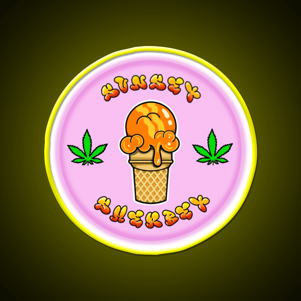 Sunset Sherbet Hemp Inspired Green Leaf Led Neon Sign Rgb Color - Shineneon