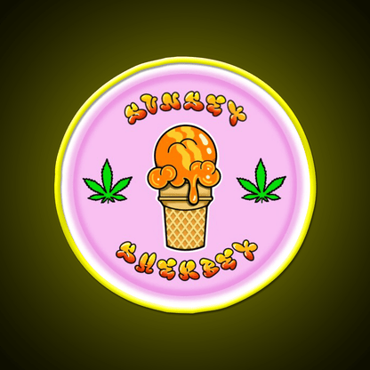 Sunset Sherbet Hemp Inspired Green Leaf Led Neon Sign Rgb Color - Shineneon