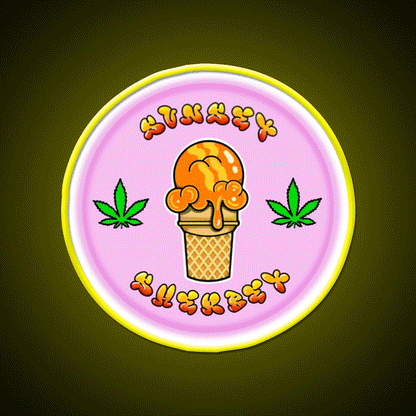 Sunset Sherbet Hemp Inspired Green Leaf Led Neon Sign Rgb Color - Custom LED neon sign front view