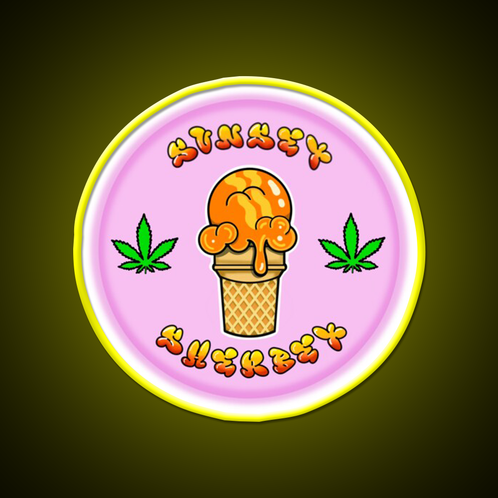 Sunset Sherbet Hemp Inspired Green Leaf Led Neon Sign Rgb Color - LED neon sign view 7