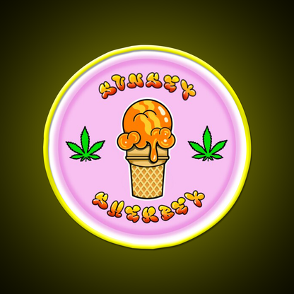 Sunset Sherbet Hemp Inspired Green Leaf Led Neon Sign Rgb Color - LED neon sign view 7