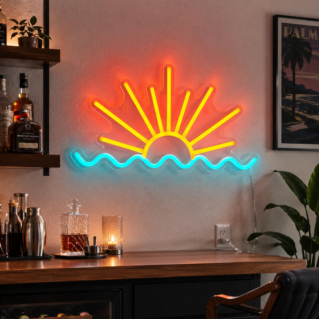 Sunset Wave Beach Neon Sign LED Neon Sign real lifestyle scene