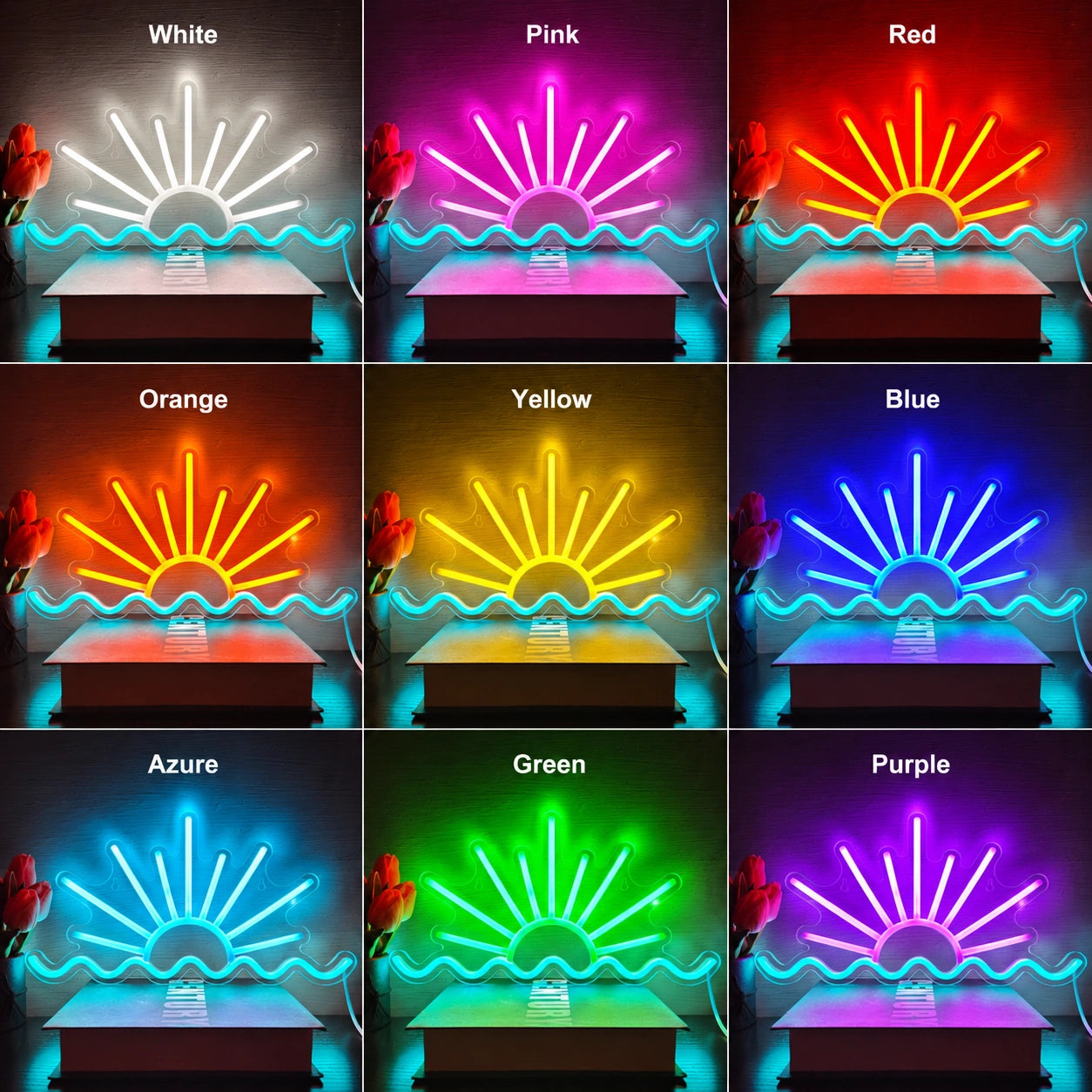 Sunset Wave Beach Neon Sign LED Neon Sign color grid