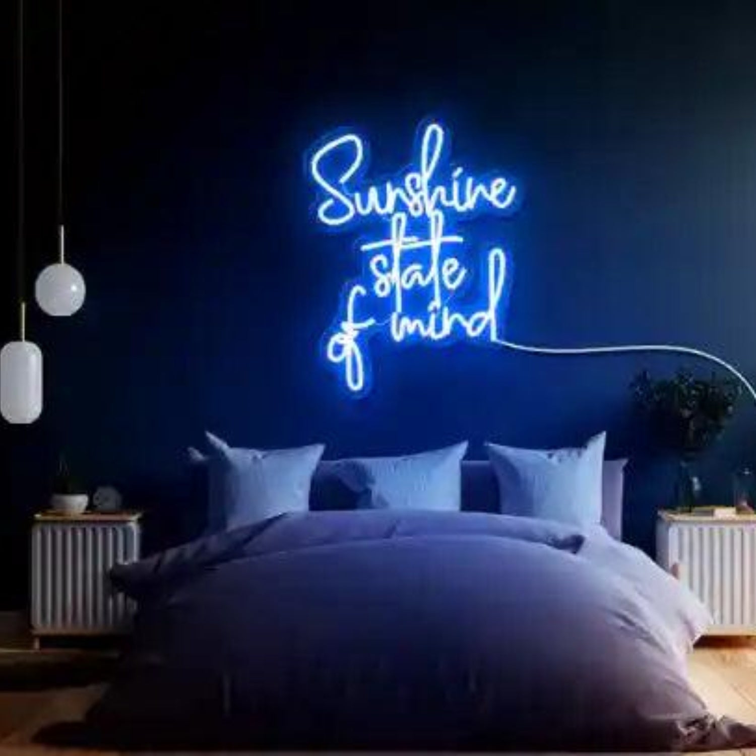 Sunshine State Of Mind Blue Led Neon Sign For Bedroom Wall Decor | Shineneon