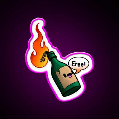 Super Cute Kawaii Molotov Cocktail Bar Decor Led Neon Sign Rgb Color - Neon sign mounted on wall in room