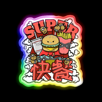 Super Fast Food Led Neon Sign For Burger Place Rgb Color