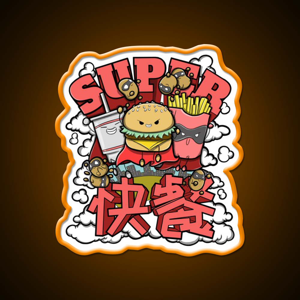 Super Fast Food Led Neon Sign For Burger Place Rgb Color