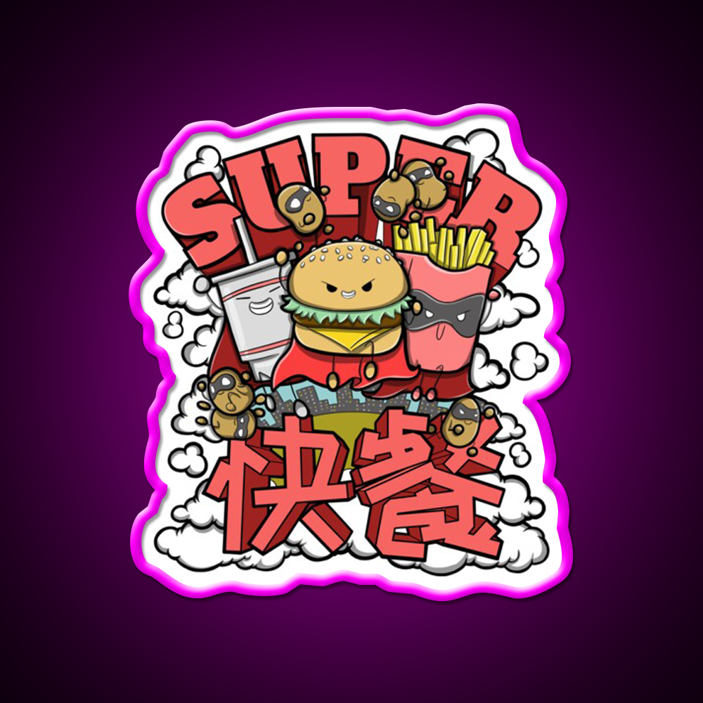 Super Fast Food Led Neon Sign For Burger Place Rgb Color