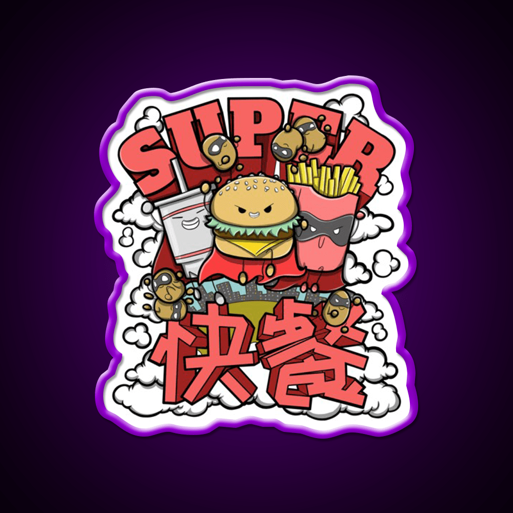 Super Fast Food Led Neon Sign For Burger Place Rgb Color - Shineneon