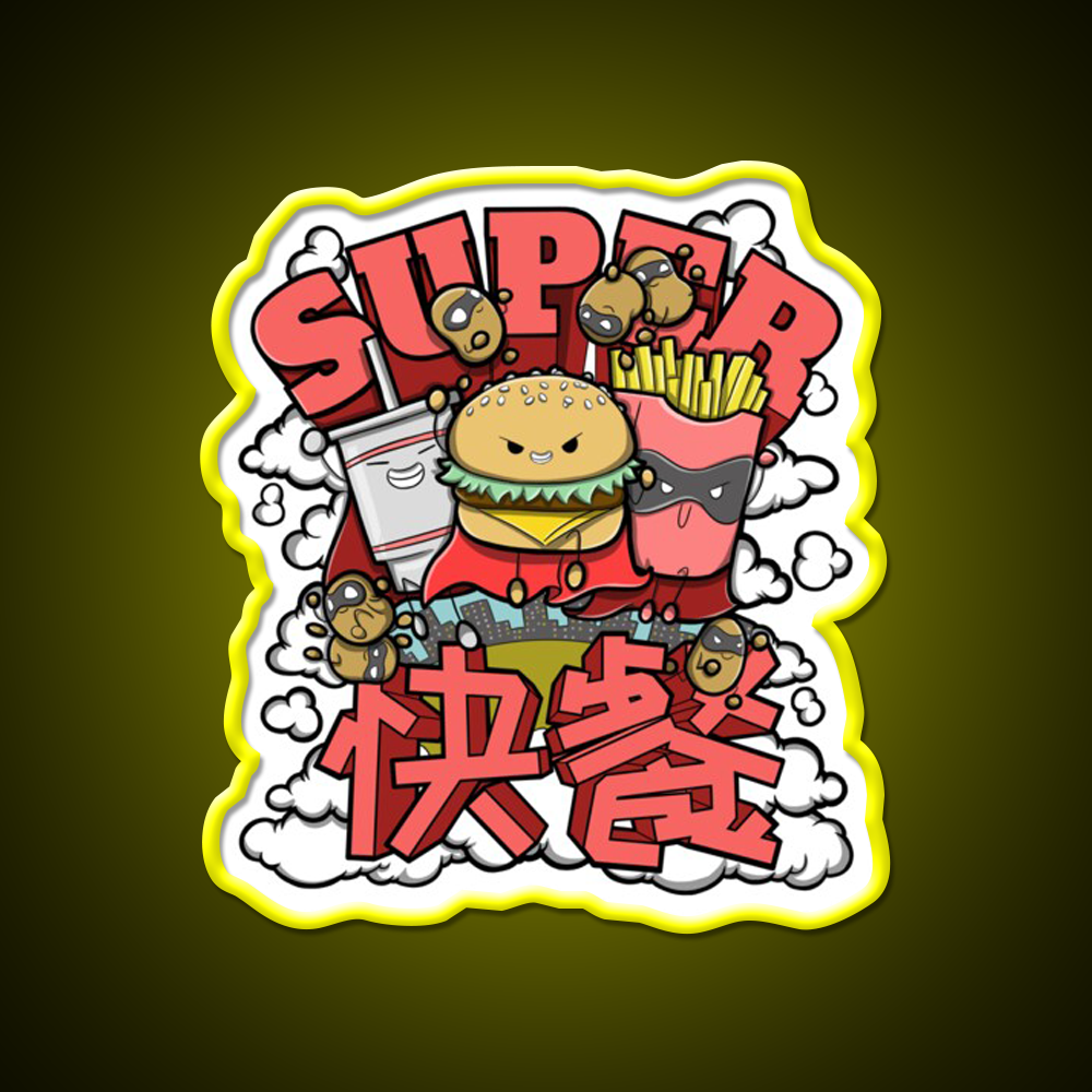 Super Fast Food Led Neon Sign For Burger Place Rgb Color