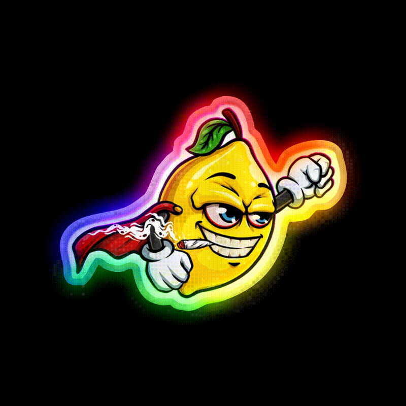 Super Lemon Fruit Joint Hemp Inspired Green Leaf Led Neon Sign Rgb Color - LED neon sign close-up detail