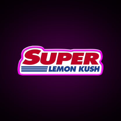 Super Lemon Kush Hemp Inspired Green Leaf Led Neon Sign Rgb Color - Neon sign mounted on wall in room