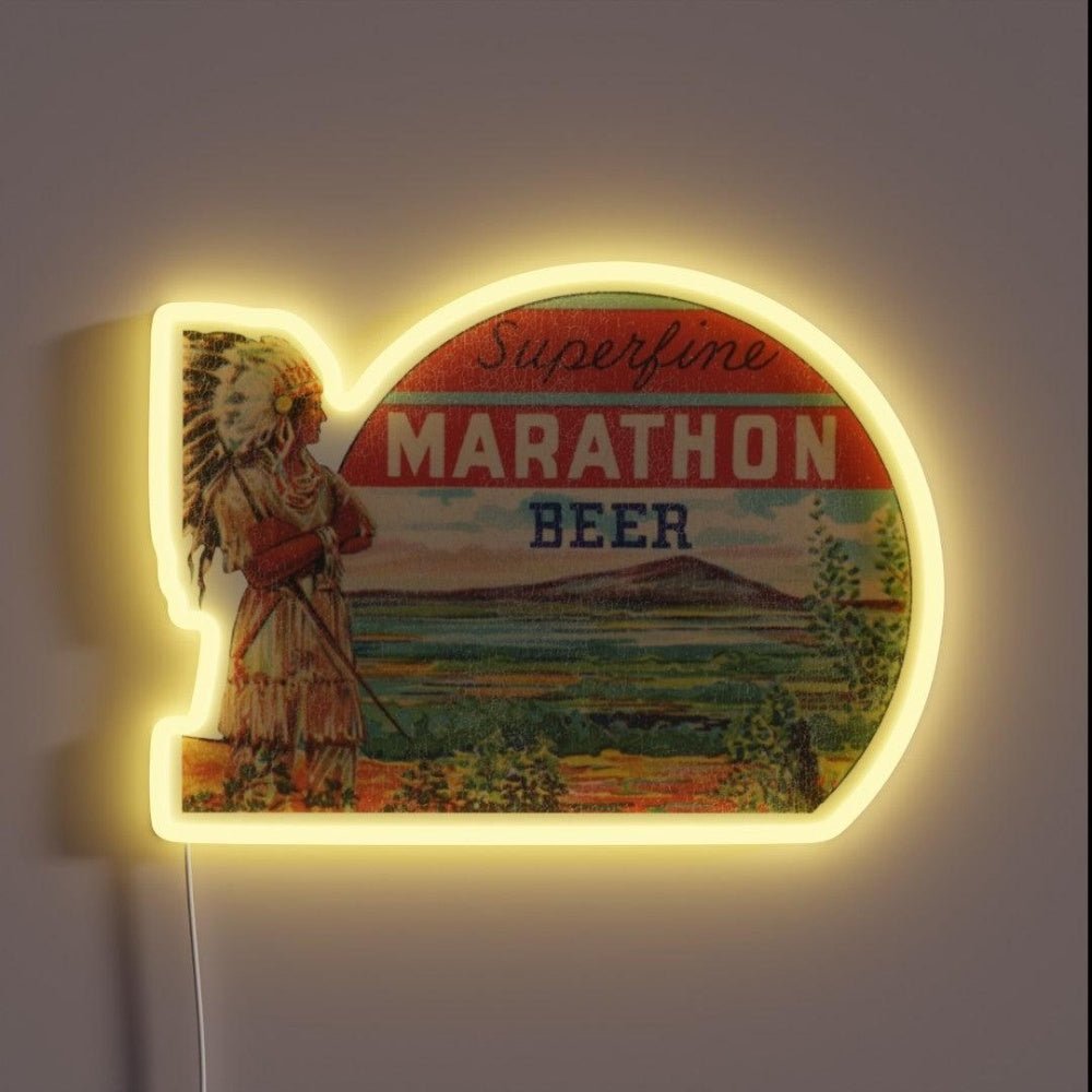 Superfine Marathon Beer Retro Defunct Wisconsin Rgb Led Neon Sign - Shineneon