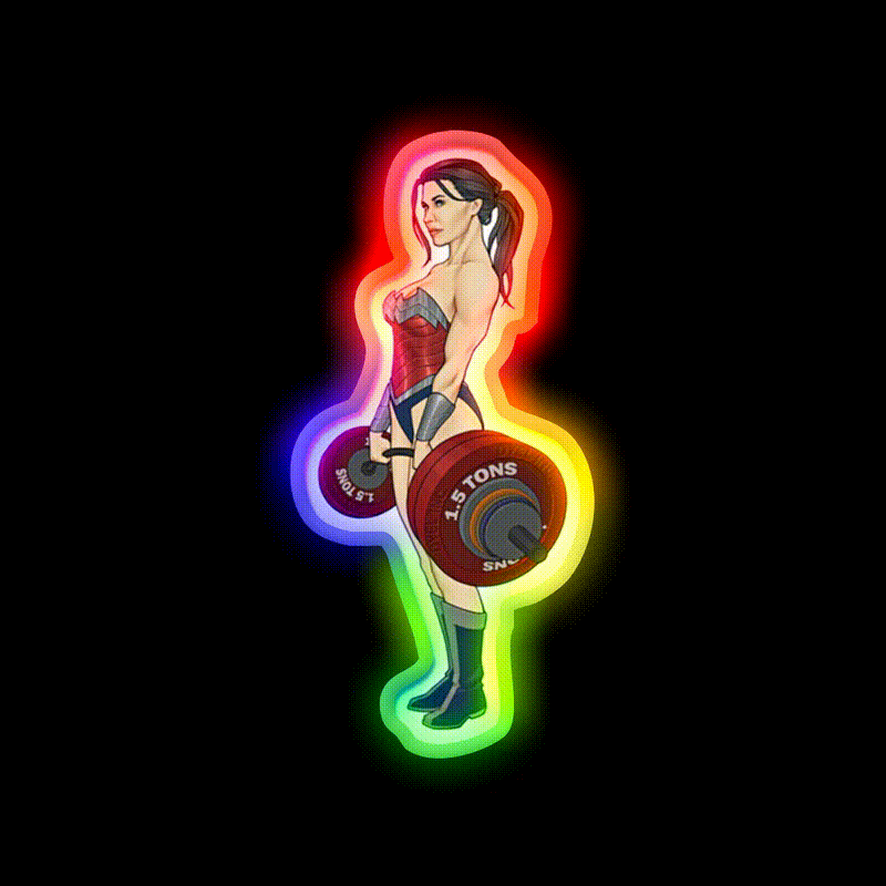 Superwoman Lifter Bodybuilder Female Are Strong Gym Fitness Led Neon Sign Rgb Color