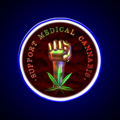 Support Medical Cannabis Fist Hemp Inspired Green Leaf Led Neon Sign Rgb Color - LED neon sign view 5