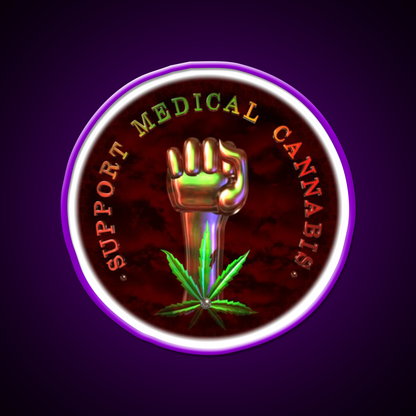 Support Medical Cannabis Fist Hemp Inspired Green Leaf Led Neon Sign Rgb Color - LED neon sign view 9