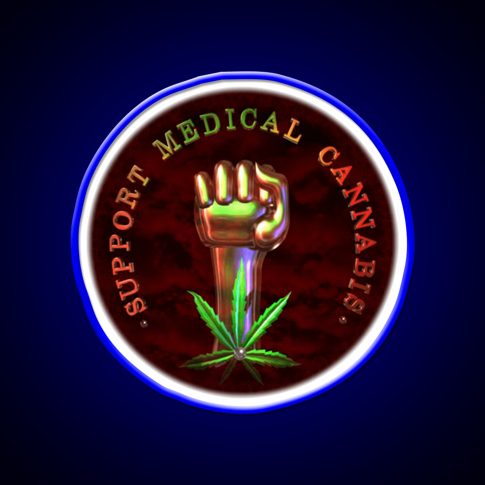 Support Medical Cannabis Fist Hemp Inspired Green Leaf Led Neon Sign Rgb Color - Shineneon