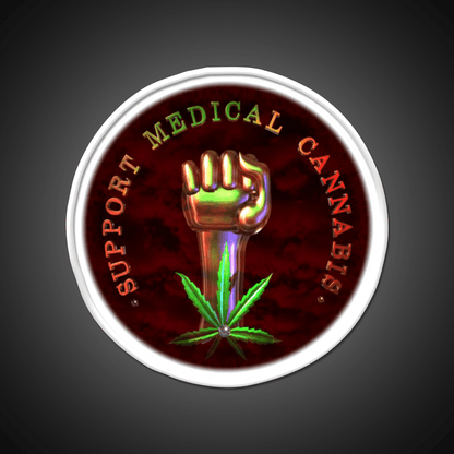 Support Medical Cannabis Fist Hemp Inspired Green Leaf Led Neon Sign Rgb Color - Shineneon