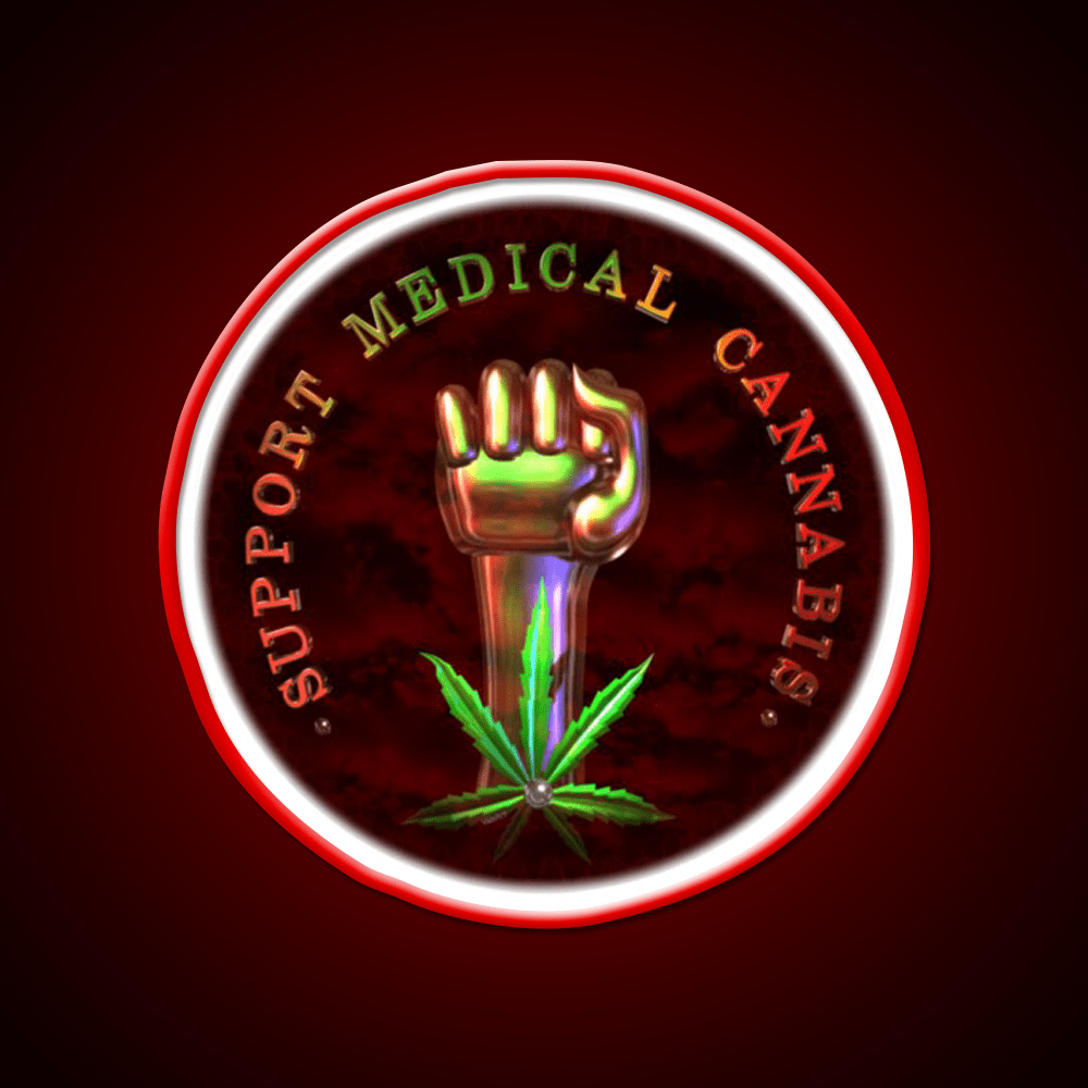 Support Medical Cannabis Fist Hemp Inspired Green Leaf Led Neon Sign Rgb Color - Shineneon