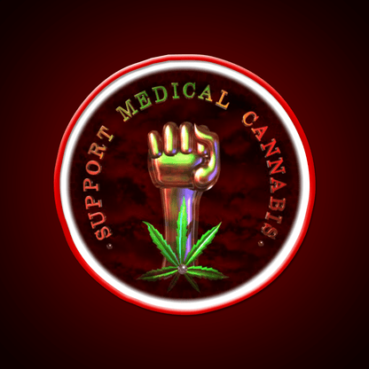 Support Medical Cannabis Fist Hemp Inspired Green Leaf Led Neon Sign Rgb Color - Shineneon