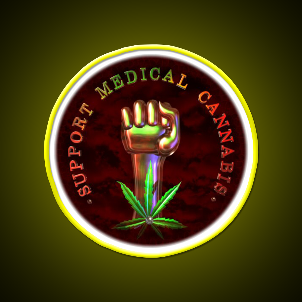 Support Medical Cannabis Fist Hemp Inspired Green Leaf Led Neon Sign Rgb Color - LED neon sign view 7