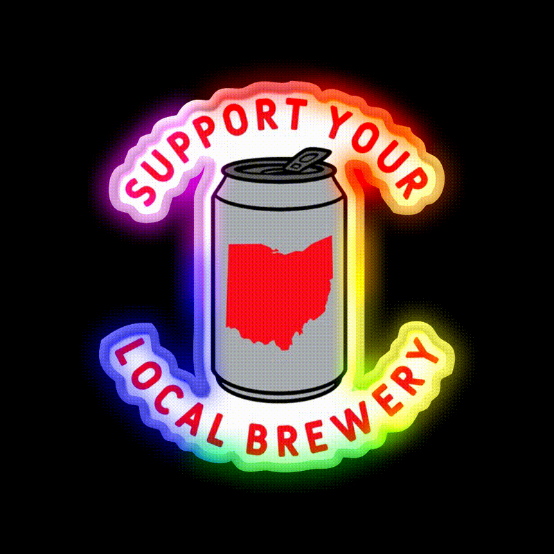 Support Your Local Brewery Ohio Beer Bar Decor Led Neon Sign Rgb Color - LED neon sign close-up detail