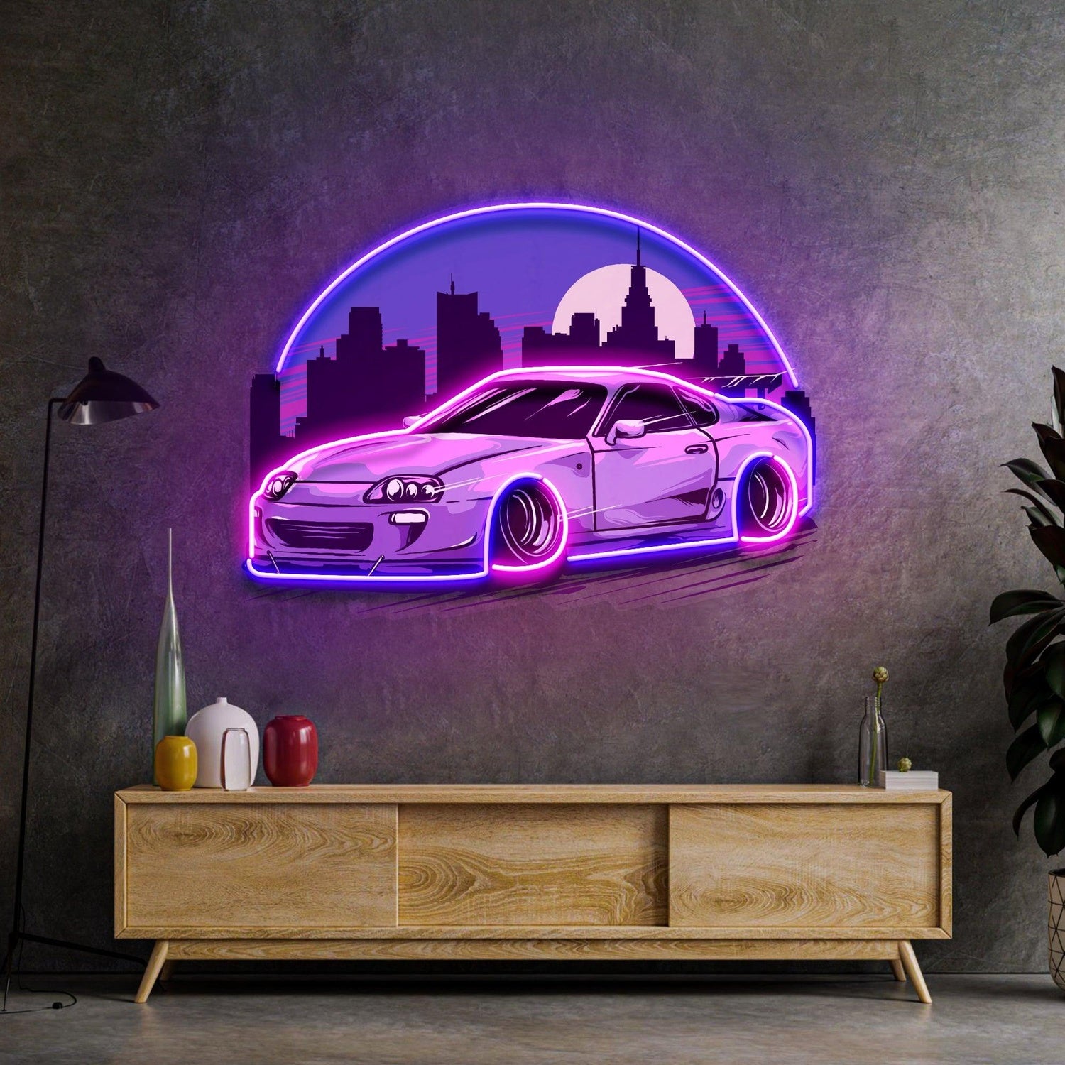 Supra Mk4 Midnight Purple Uv Printed Led Neon Sign Cyberpunk Car Wall Art | Shineneon