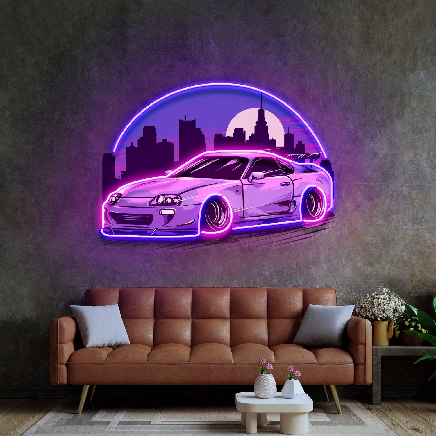 Supra Mk4 Purple-Pink Cyberpunk Uv Printed Led Neon Sign Artwork | Shineneon