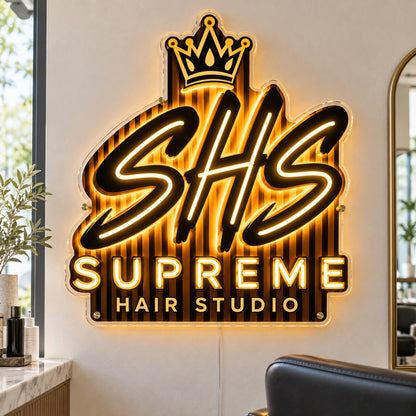 Supreme Hair Studio Custom LED Neon Sign | 8ff54165490c942ae0cfca20c66291066fba9dacf86272117c7ed8f3d742bdb9 | natural_light