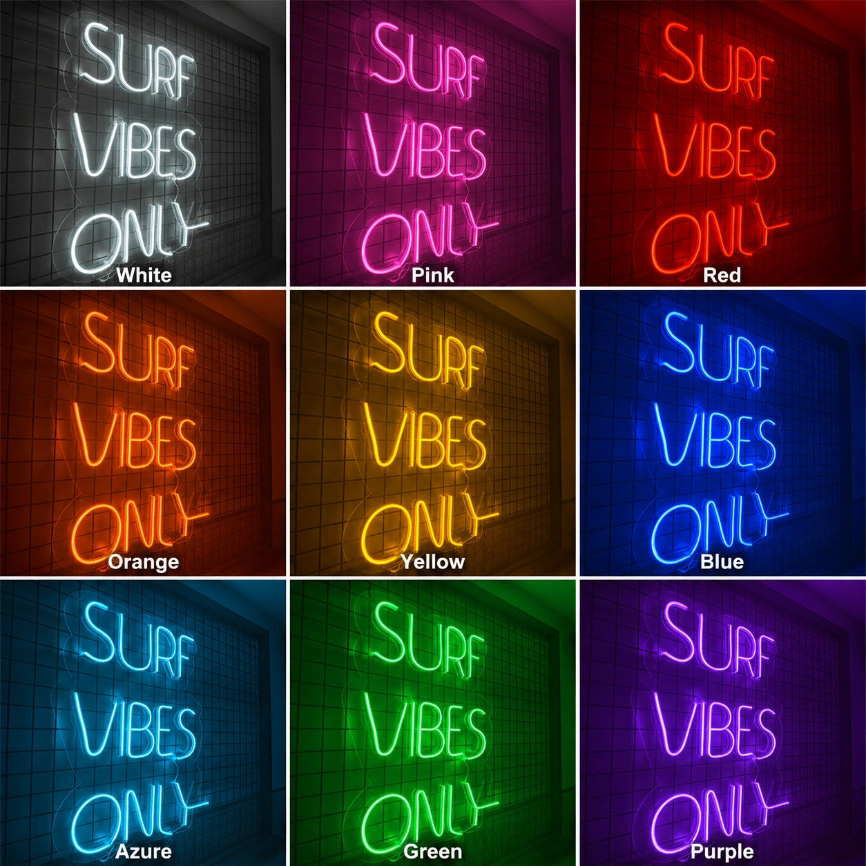 Surf Vibes Only Neon Sign LED Neon Sign color grid