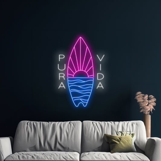 Surfboard Pura Vida Led Sign