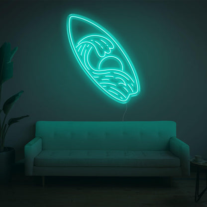 Surfboard Waves Sun Bright Yellow Led Neon Sign For Indoor Home Decor | Shineneon