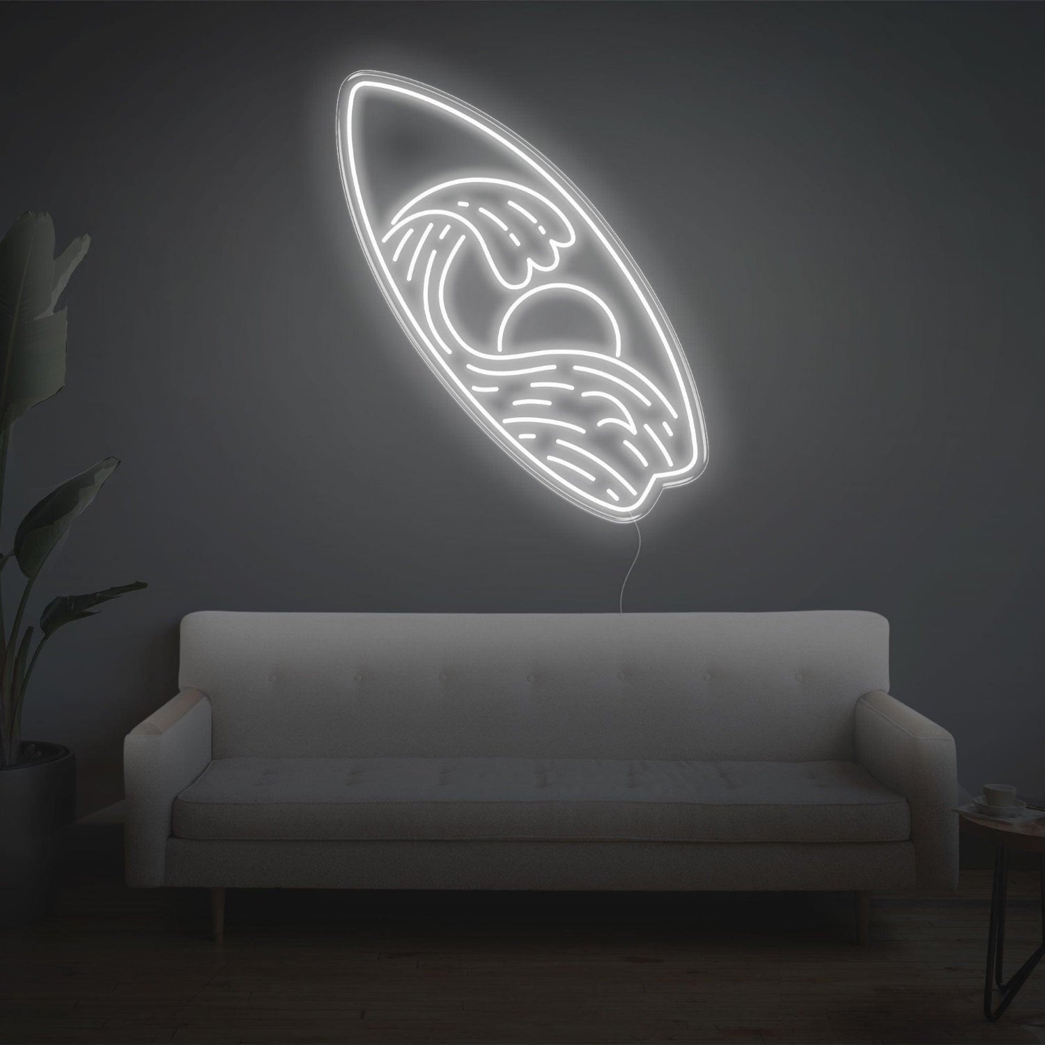 Surfboard Waves Sun Bright Yellow Led Neon Sign For Indoor Home Decor | Shineneon
