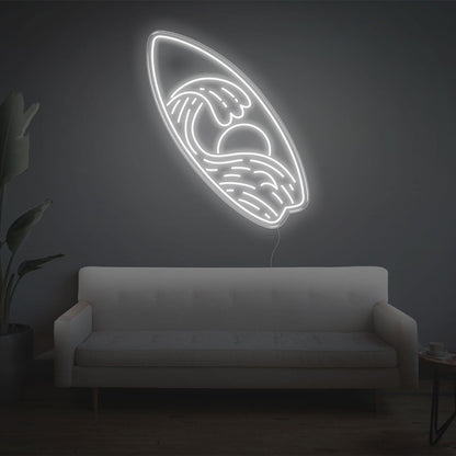 Surfboard Waves Sun Bright Yellow Led Neon Sign For Indoor Home Decor | Shineneon