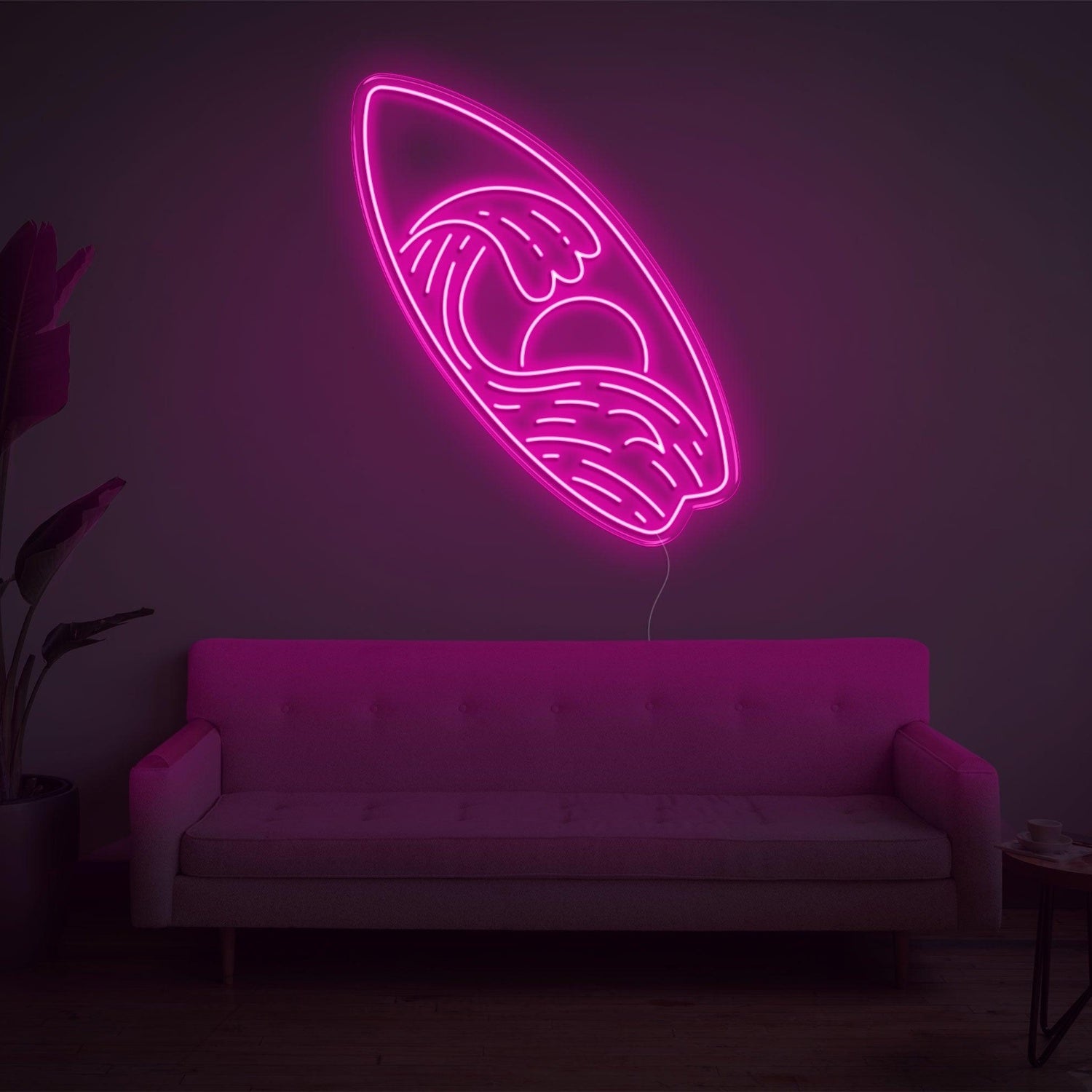Surfboard Waves Sun Bright Yellow Led Neon Sign For Indoor Home Decor | Shineneon