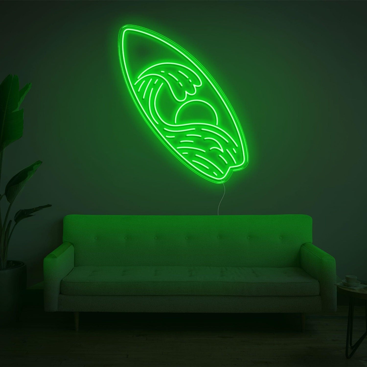Surfboard Waves Sun Bright Yellow Led Neon Sign For Indoor Home Decor | Shineneon