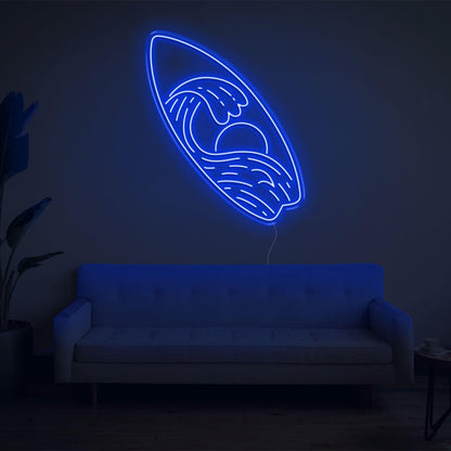 Surfboard Waves Sun Bright Yellow Led Neon Sign For Indoor Home Decor | Shineneon