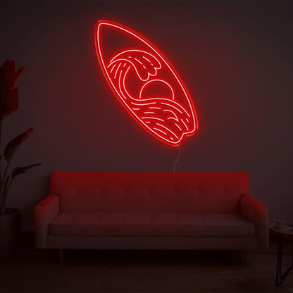 Surfboard Waves Sun Bright Yellow Led Neon Sign For Indoor Home Decor | Shineneon