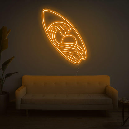 Surfboard Waves Sun Bright Yellow Led Neon Sign For Indoor Home Decor | Shineneon