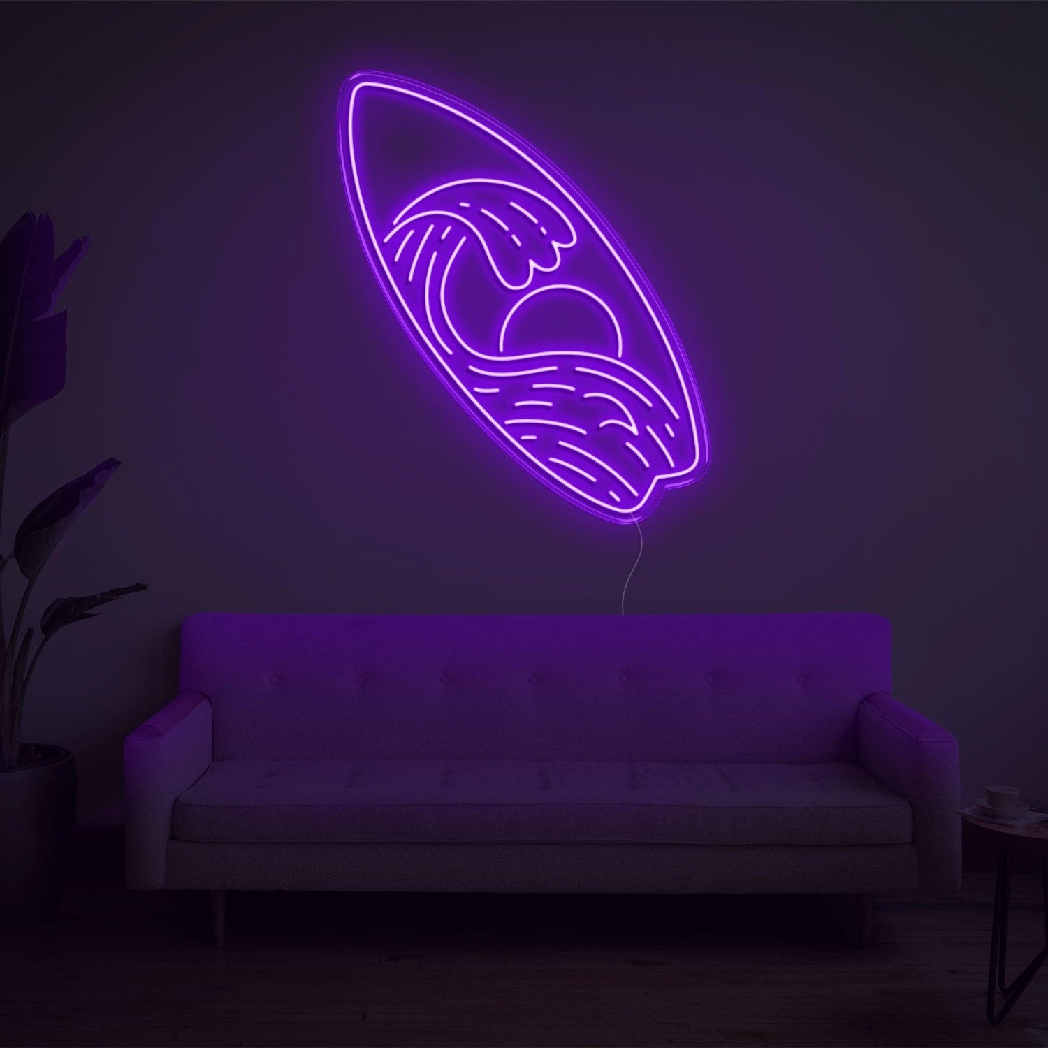 Surfboard Waves Sun Bright Yellow Led Neon Sign For Indoor Home Decor | Shineneon