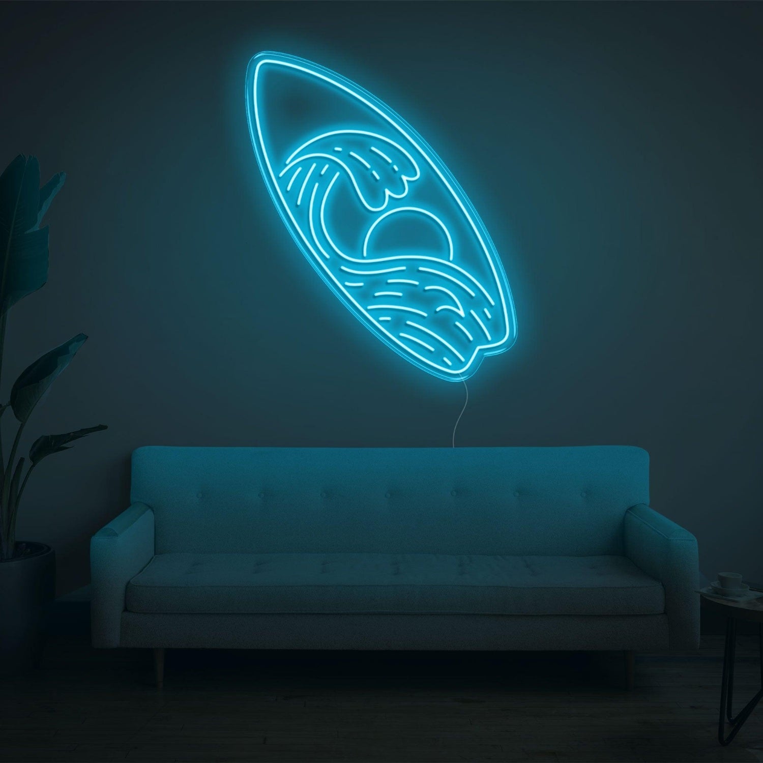 Surfboard Waves Sun Bright Yellow Led Neon Sign For Indoor Home Decor | Shineneon