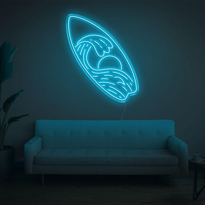 Surfboard Waves Sun Bright Yellow Led Neon Sign For Indoor Home Decor | Shineneon