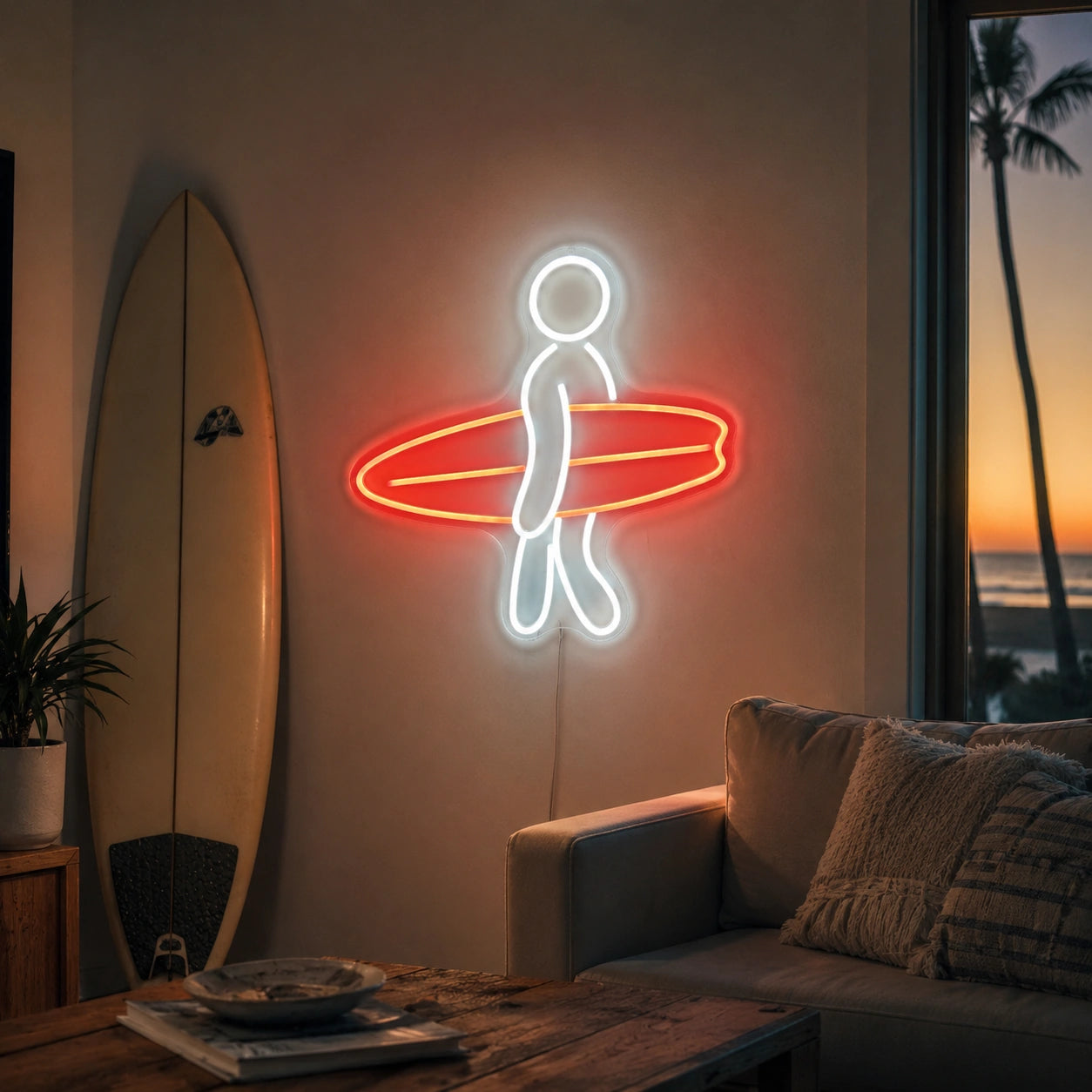 Surfer Board Neon Sign LED Neon Sign real lifestyle scene